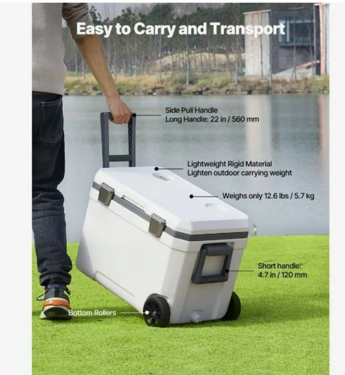 Portable Cooler 45 QT Wheeled Cooler 64 Can - Image 3