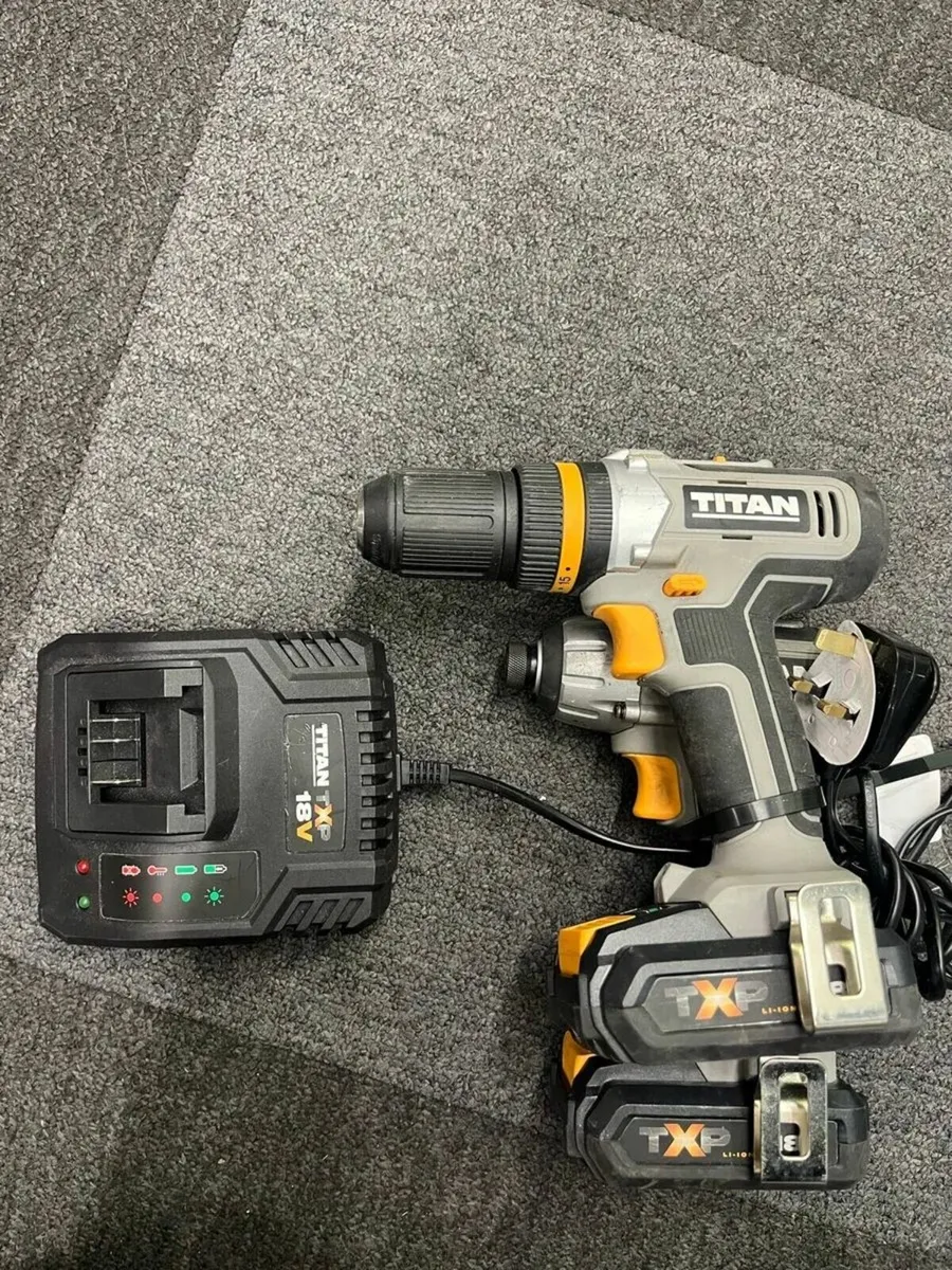 Titan 18V Drill Set with 2 Batteries and Charger
