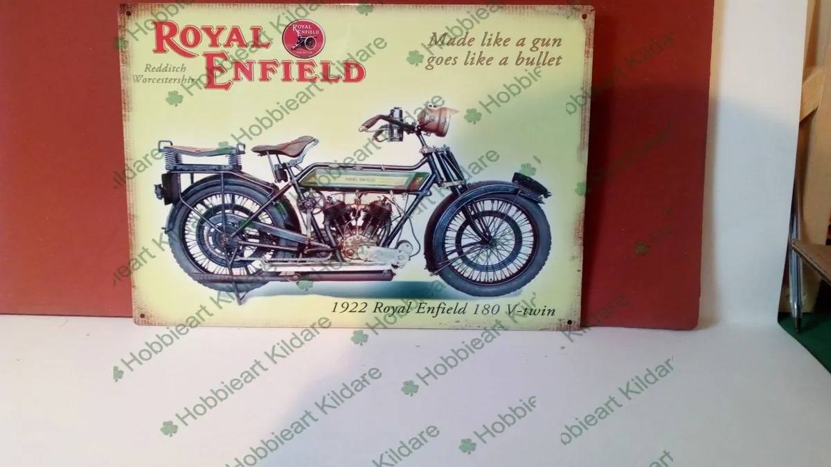 Royal Enfield motorcycle tin metal sign - Image 1