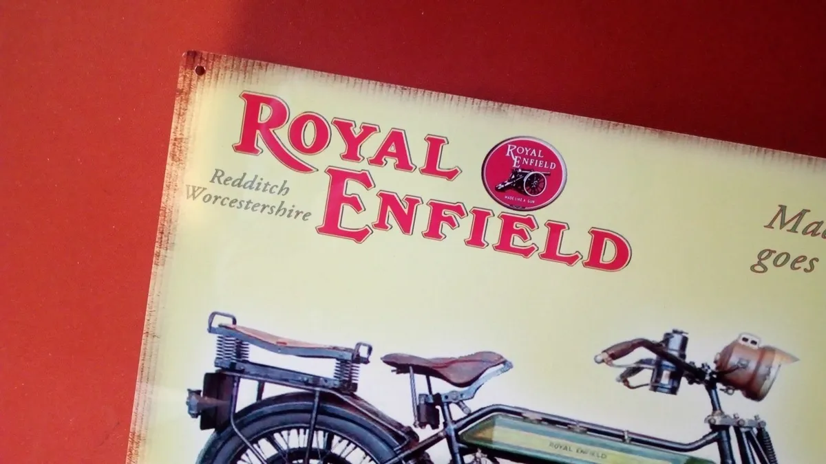 Royal Enfield motorcycle tin metal sign - Image 4