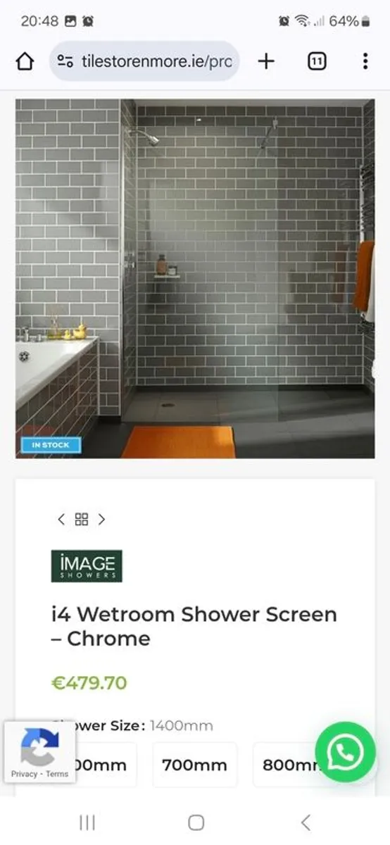 Shower Screen Door Chrome 1400mm - Image 1