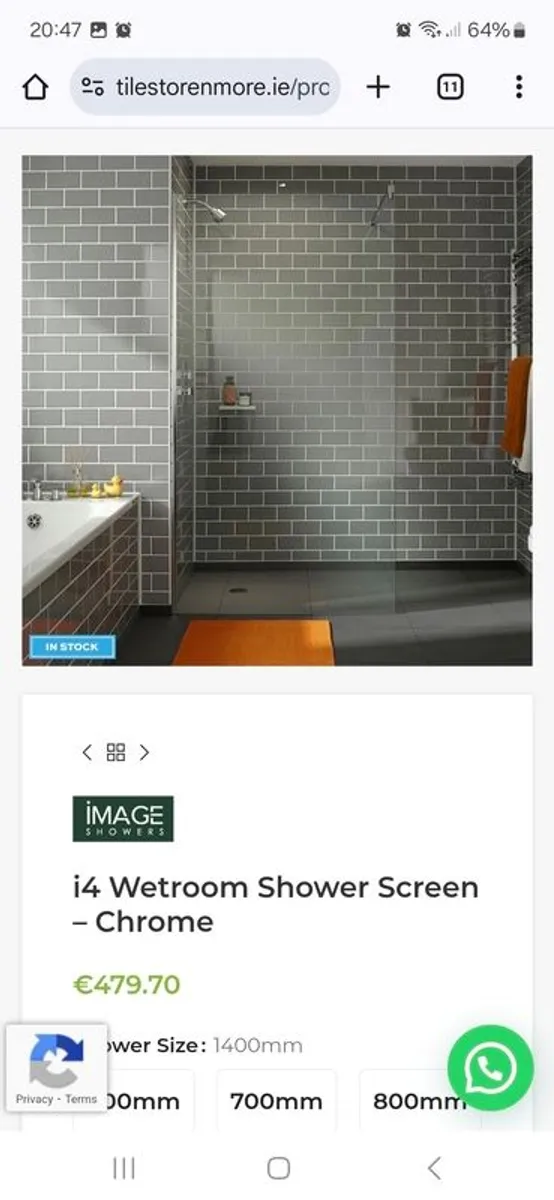 Shower Screen Door Chrome 1400mm - Image 2
