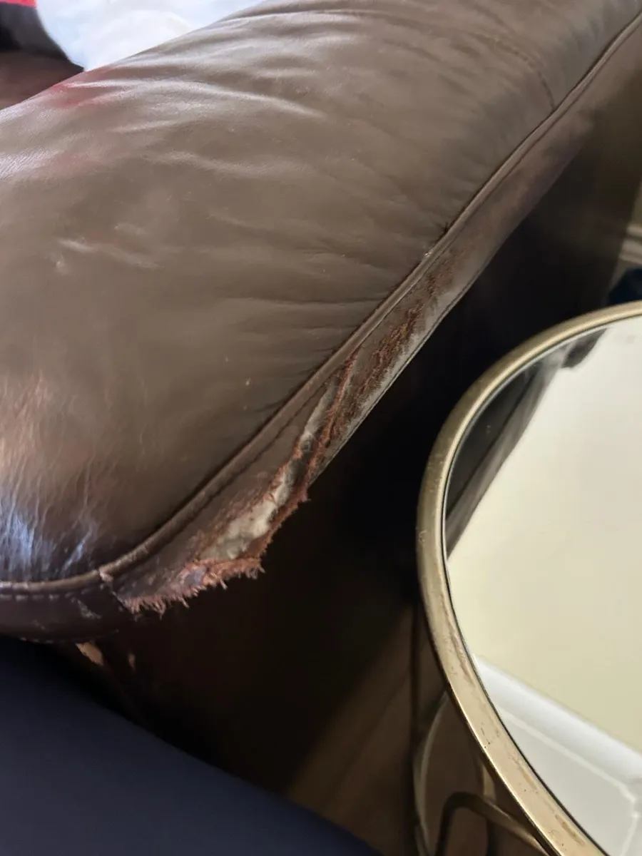 Leather couch, armchair and foot rest - Image 3