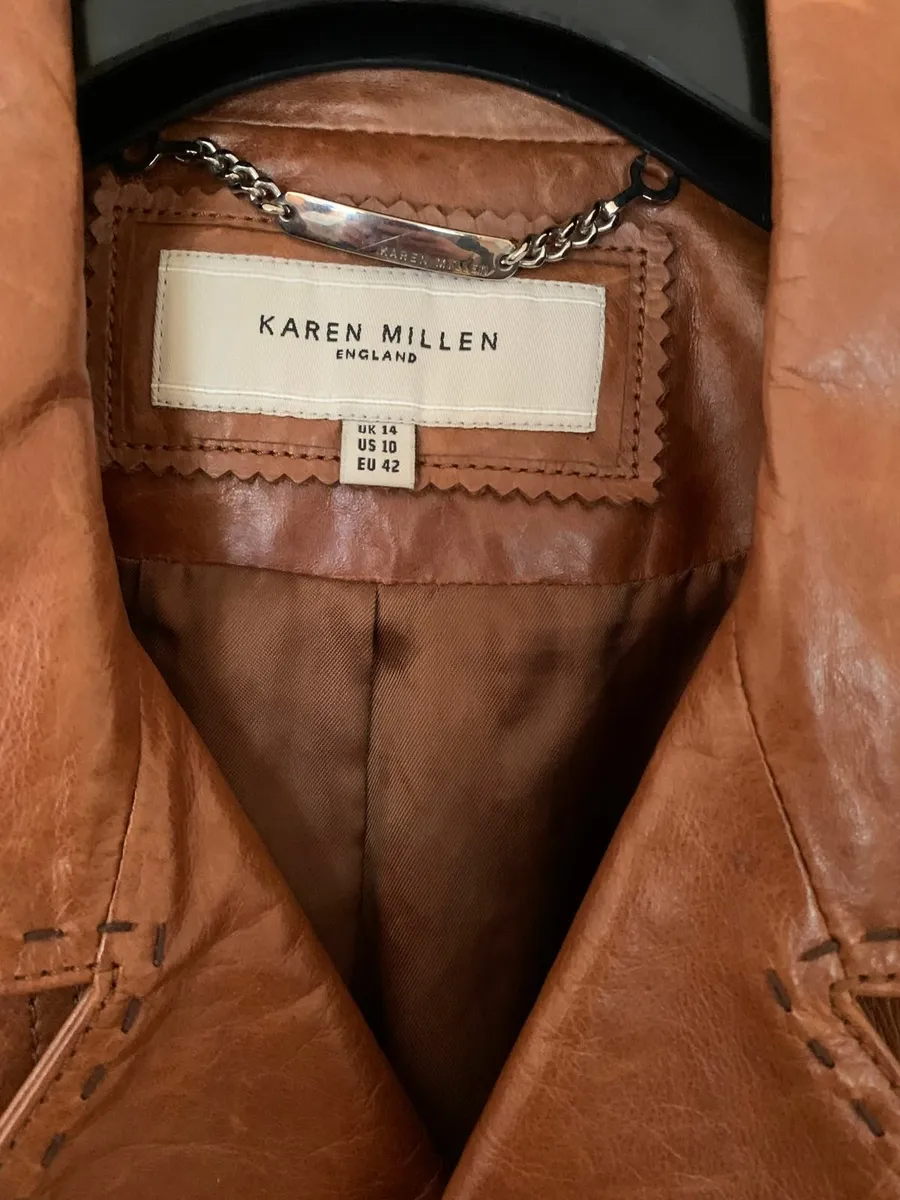 Karen Millen Brown Leather Jacket - Image 2