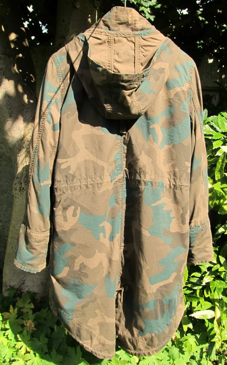 DKNY Jeans Camouflage Fishtail Parka, Size M - Image 4
