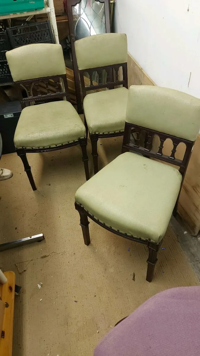 Set of six antique chairs in need of finishing - Image 1