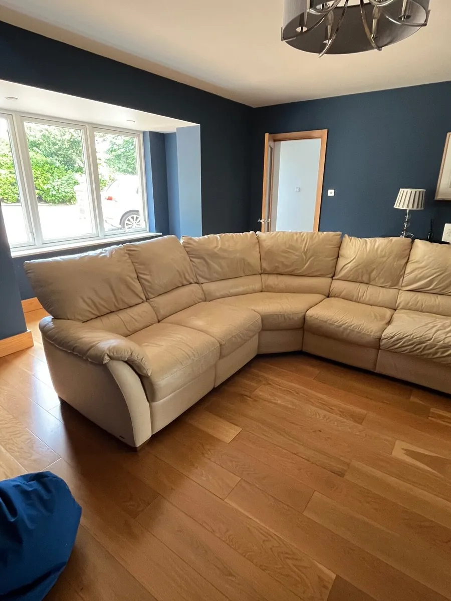 Cream Leather Sofa - Image 2