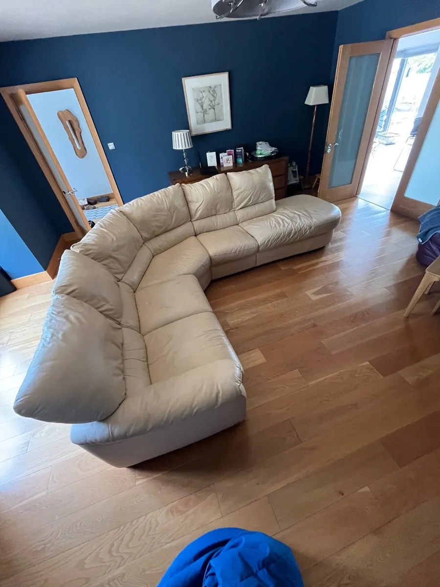 Cream Leather Sofa - Image 3