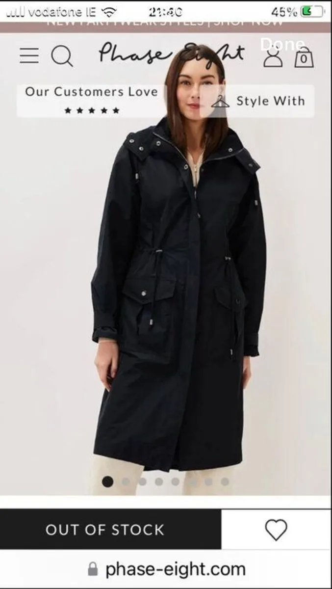 Phase-eight navy parka jacket, size 26 - Image 1