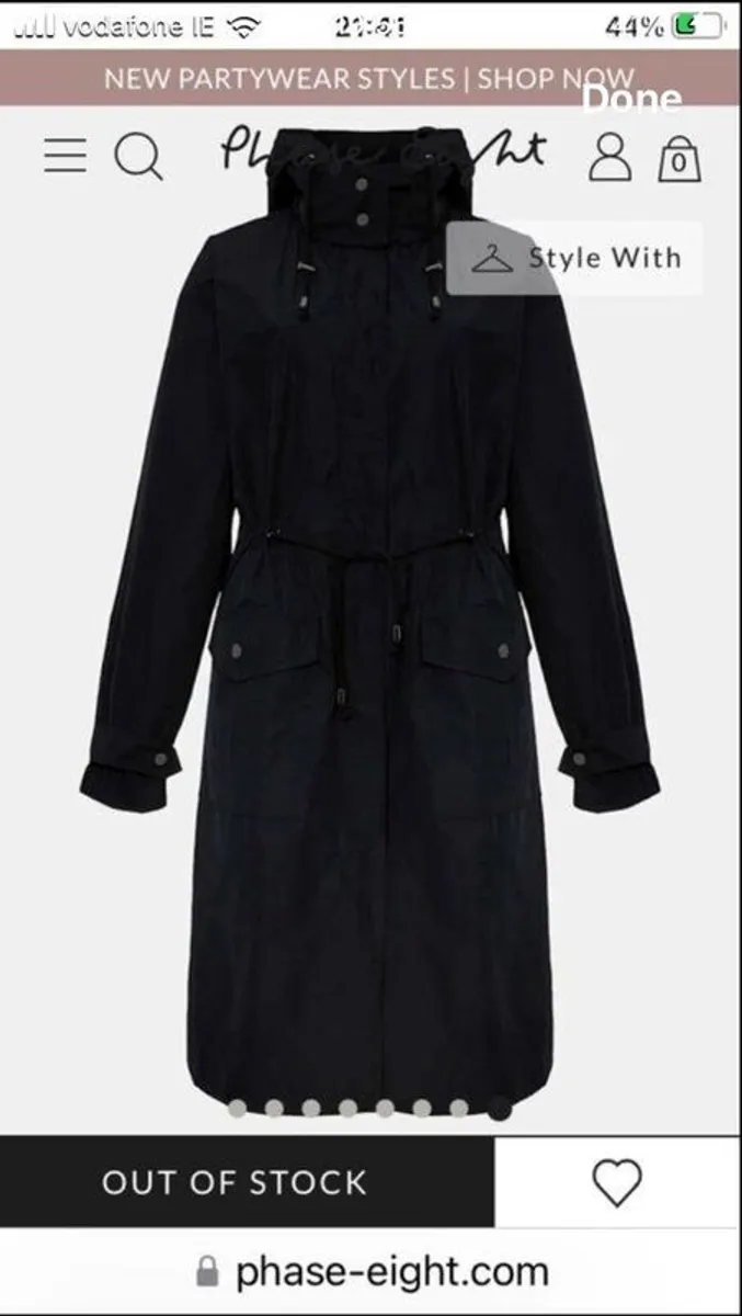 Phase-eight navy parka jacket, size 26 - Image 2