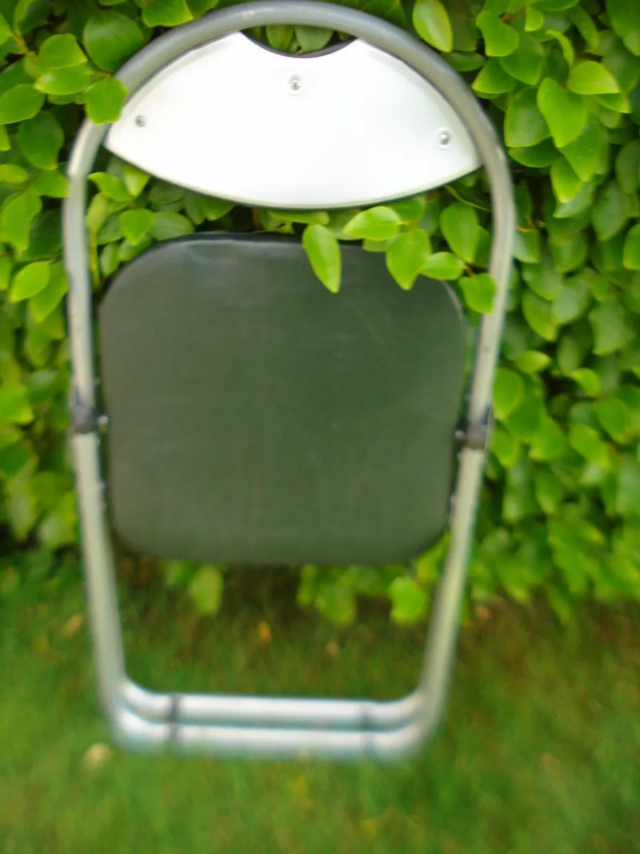 METAL FOLD UP CHAIR, LEATHER SEAT & BACK  COVERS. - Image 3