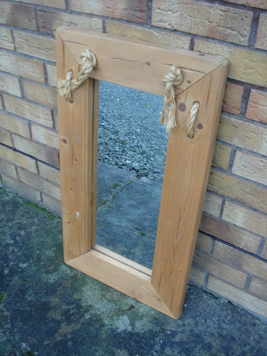 MEXICAN SOLID PINE WALL MIRROR. - Image 1