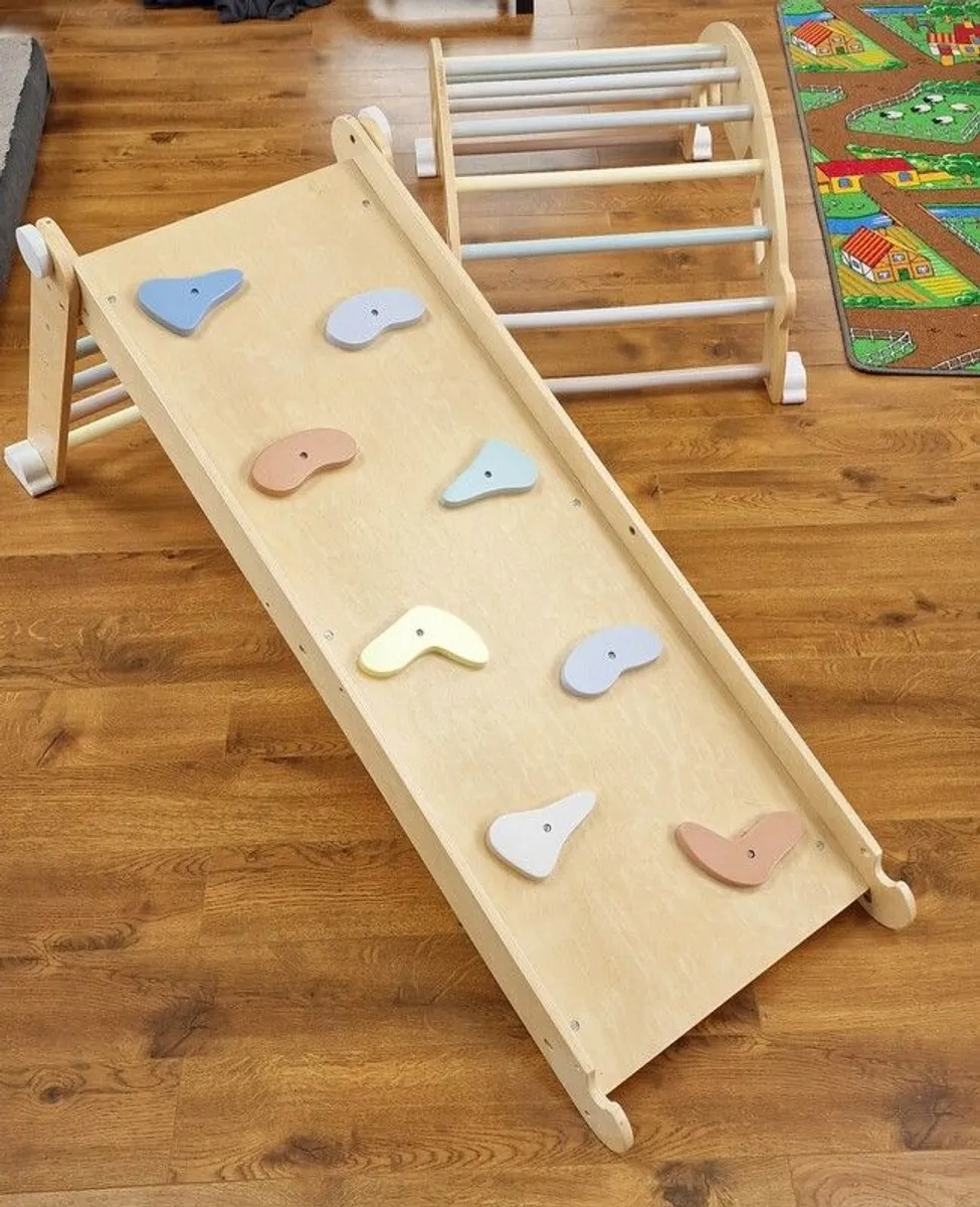 Montessori wooden climbing and slide set - Image 1