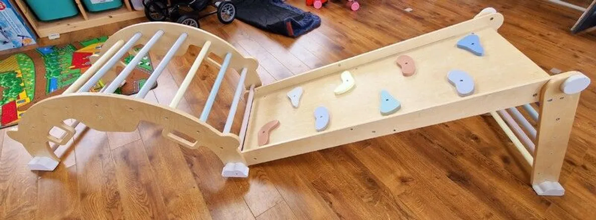 Montessori wooden climbing and slide set - Image 4