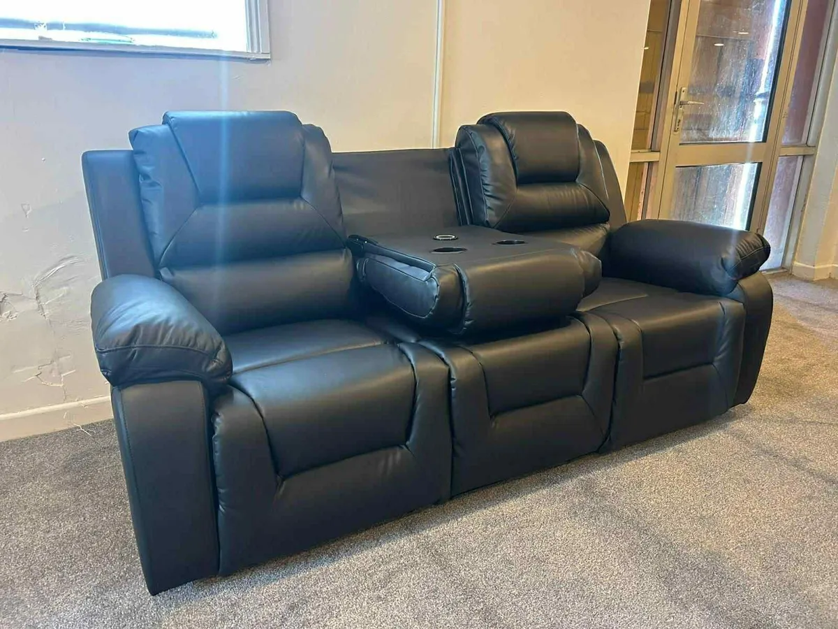 New 3+2 Leather Electric Recliner With Console - Image 1
