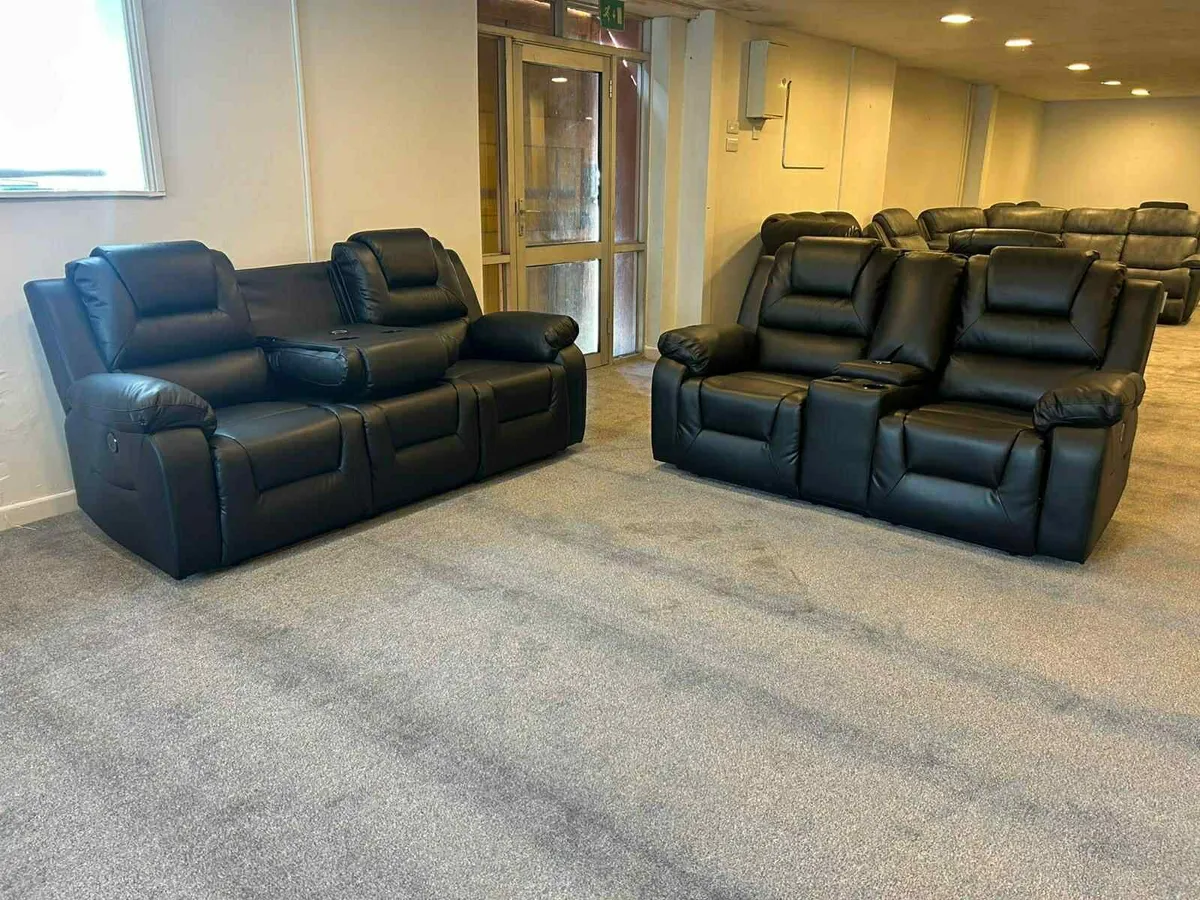 New 3+2 Leather Electric Recliner With Console - Image 2
