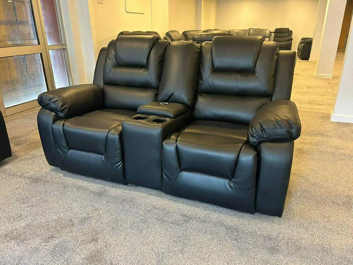 New 3+2 Leather Electric Recliner With Console - Image 1