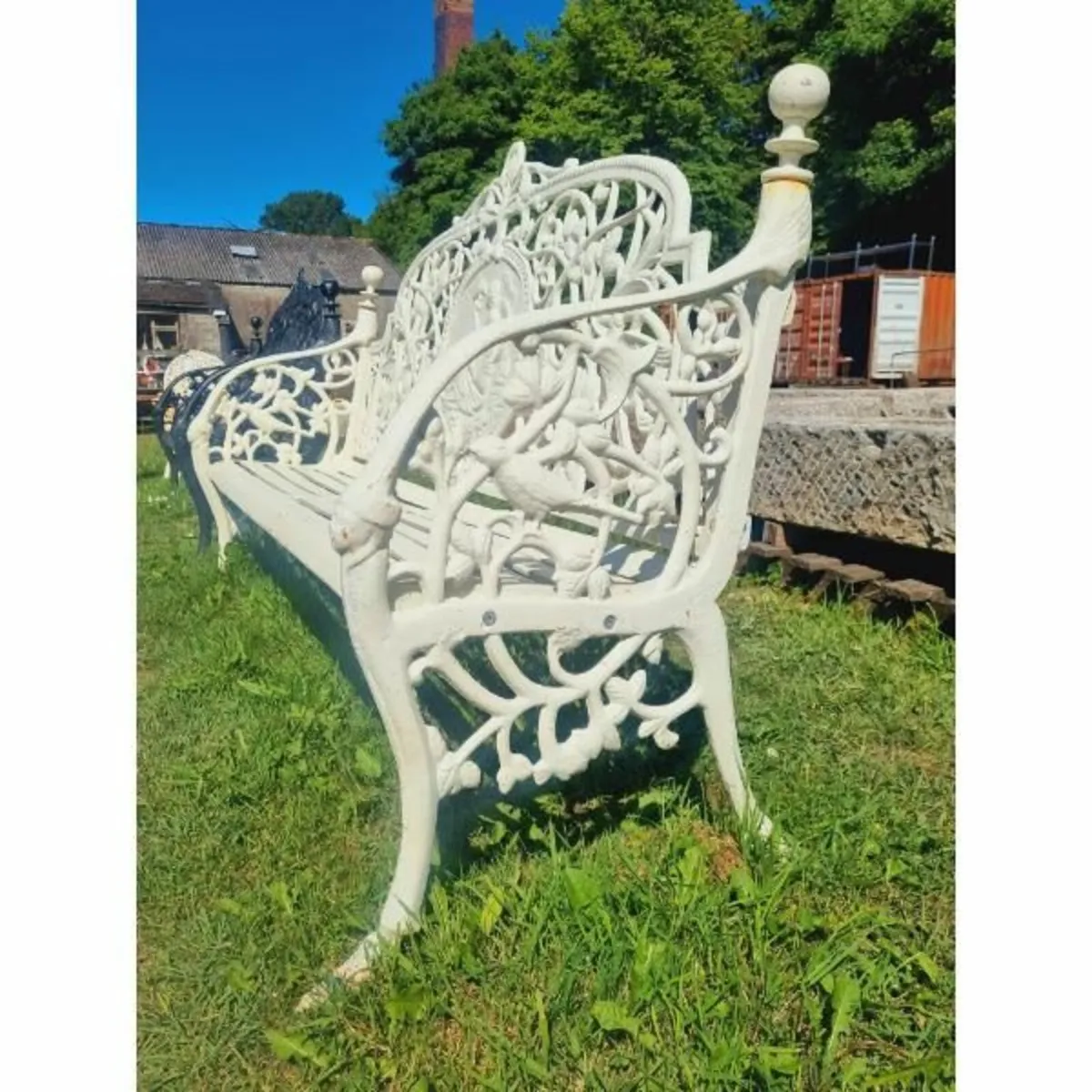 Large White Cast Iron Lady Bench CH-R-S126-W - Image 1