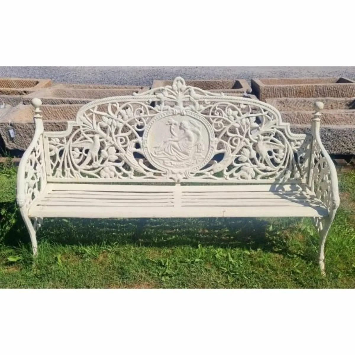 Large White Cast Iron Lady Bench CH-R-S126-W - Image 2