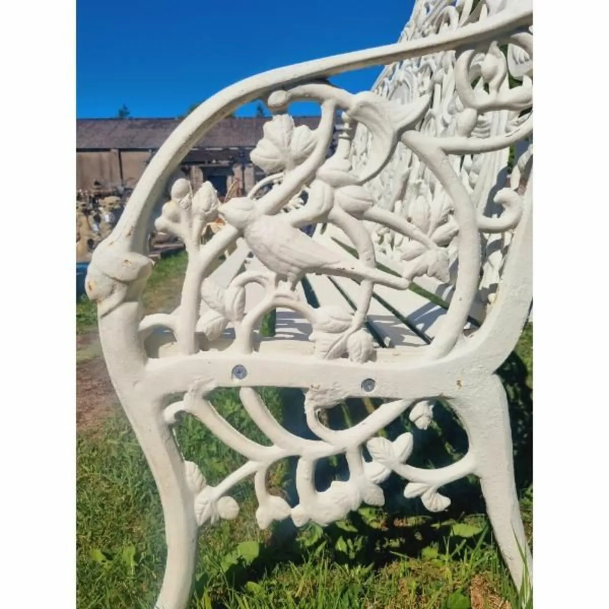 Large White Cast Iron Lady Bench CH-R-S126-W - Image 3