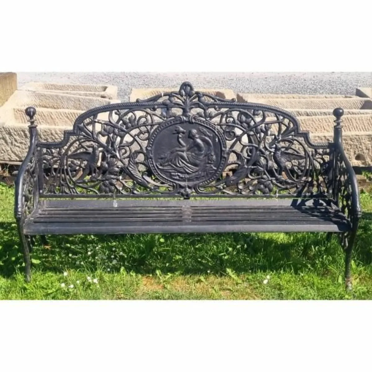 Large Black Cast Iron Lady Bench CH-R-S126-B - Image 1
