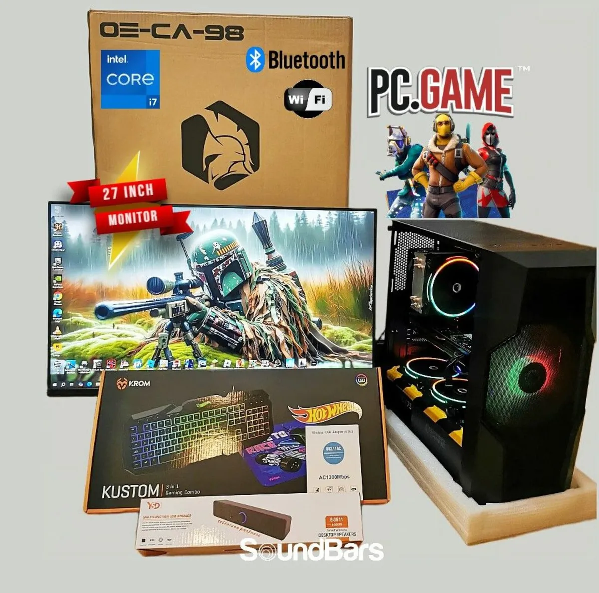 PC GAMING COMPUTER MONITOR 1 TB SSD 8 FANS LED - Image 1