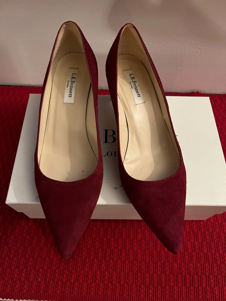 LK Bennett Red stiletto heel shoes & matching bag - Image 1
