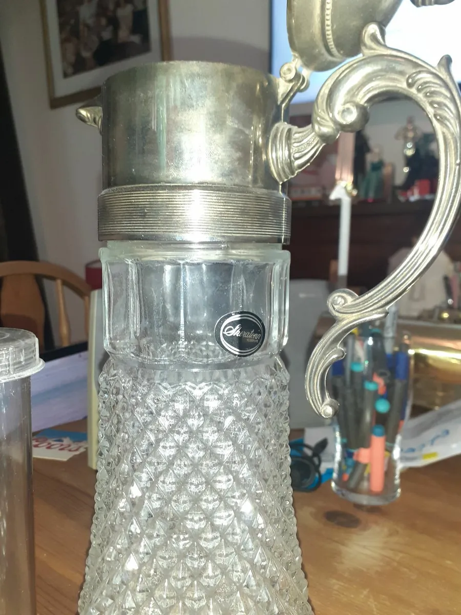 Vintage Crystal Lead Glass Pitcher Carafe - Image 1