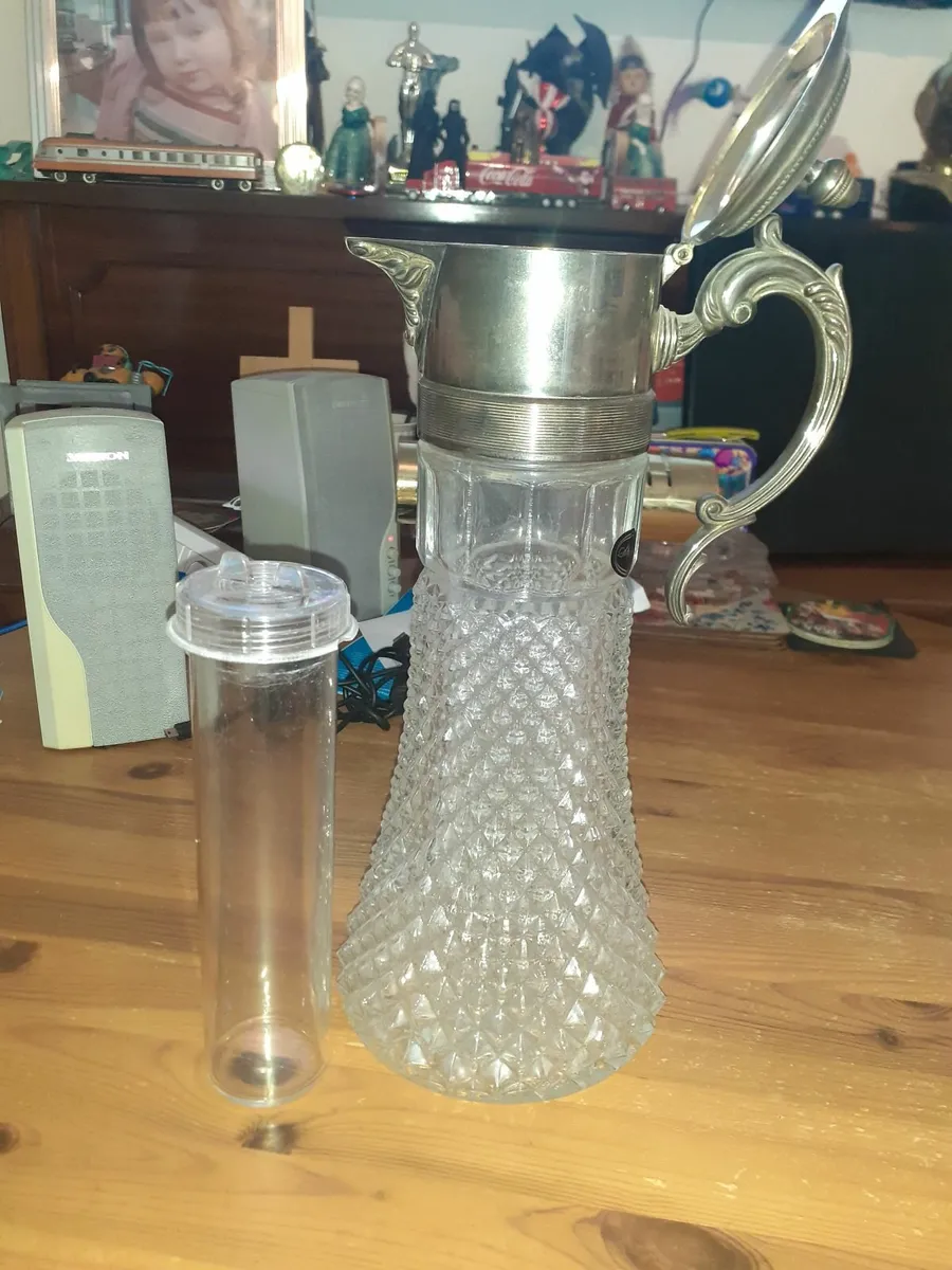 Vintage Crystal Lead Glass Pitcher Carafe - Image 2