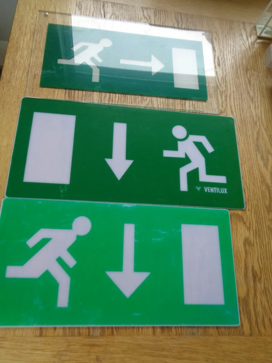 Emergency Exits Perspex Signs x 3 for Sale - Image 1