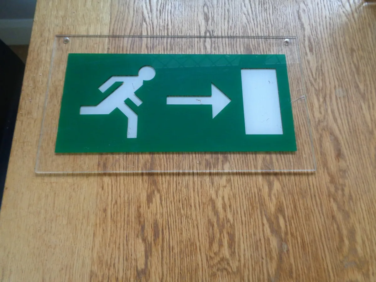 Emergency Exits Perspex Signs x 3 for Sale - Image 2