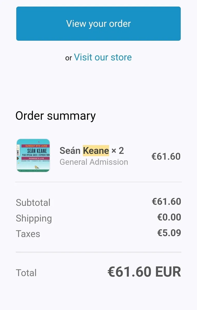 Sean Keane tickets - Image 2