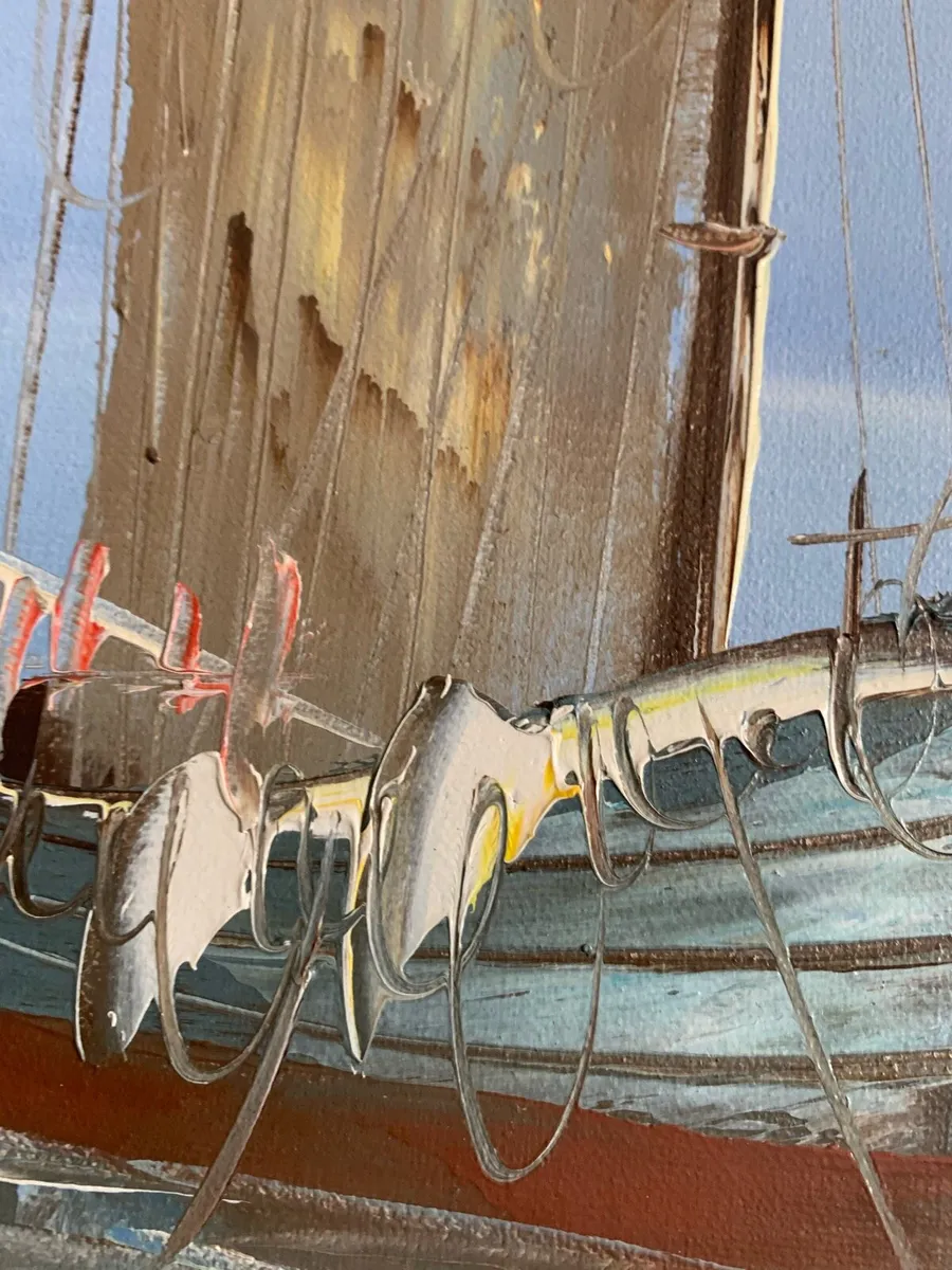 Harbour scene oil painting - Image 2