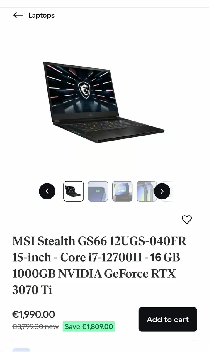 Gaming Laptop MSI GS66 Stealth - Image 1