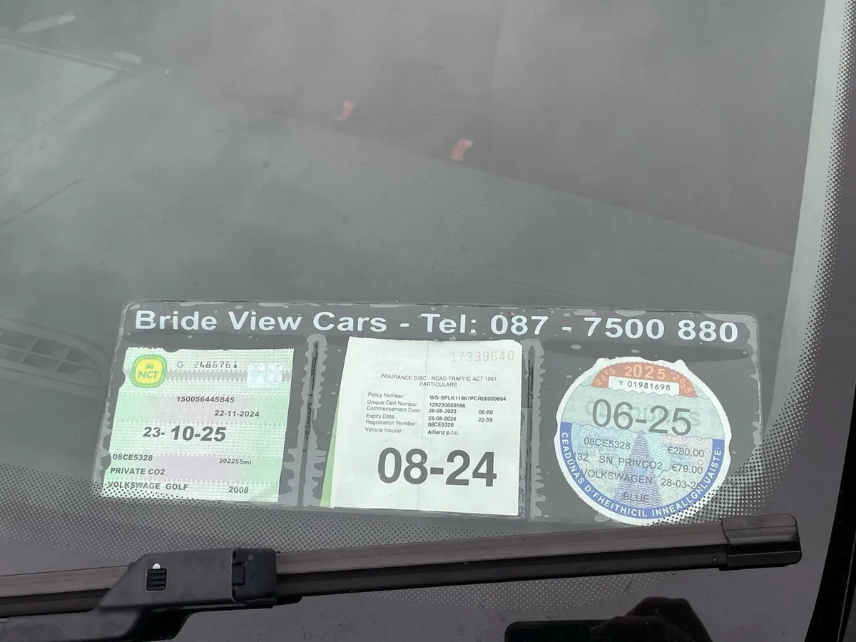 08 Vw Golf 1.9tdi nct and tax - Image 2