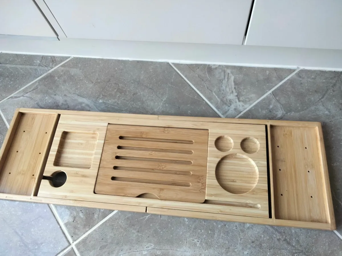 Serenity Bamboo Bath Tray Caddy - Image 2