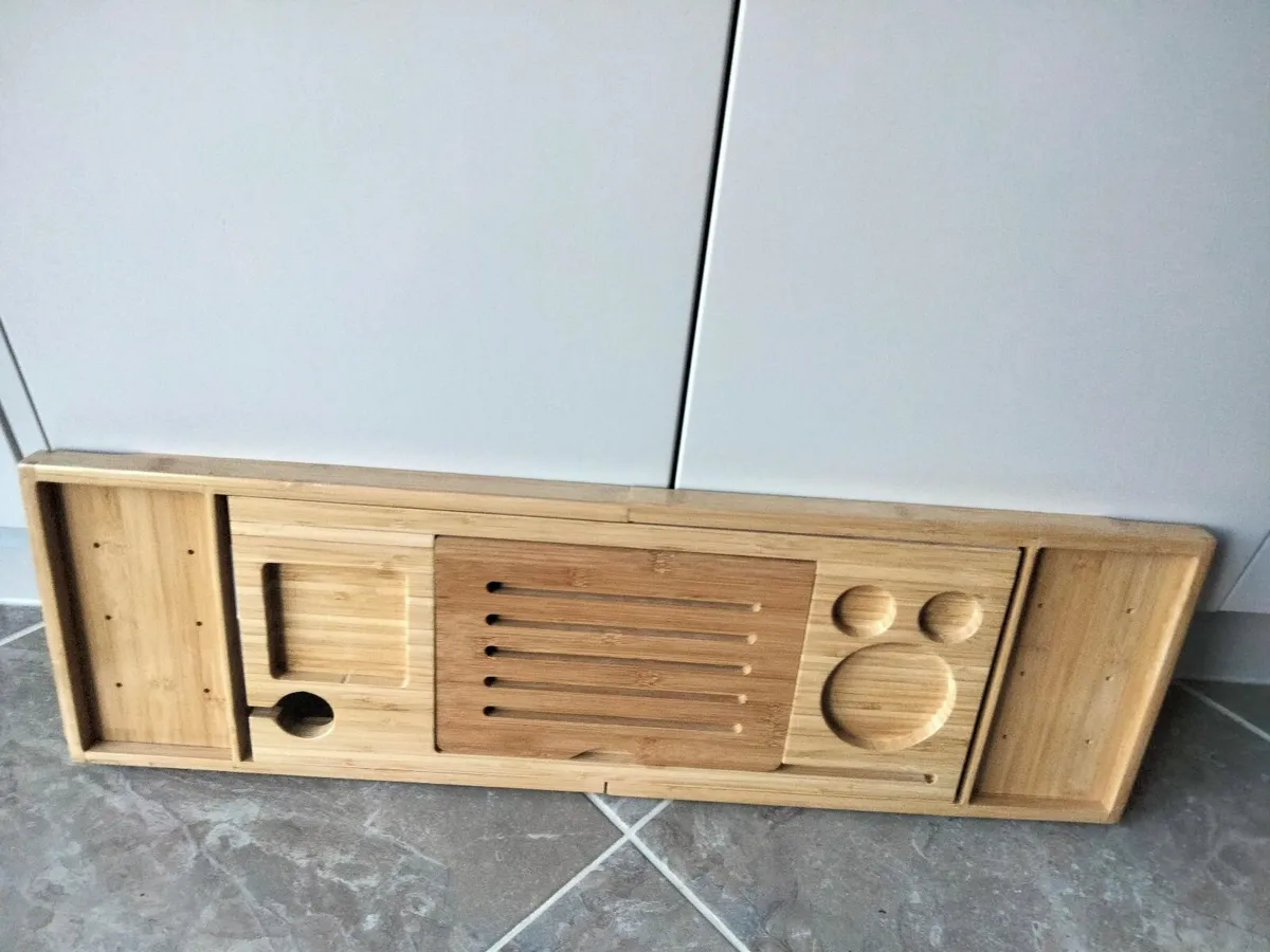 Serenity Bamboo Bath Tray Caddy - Image 1