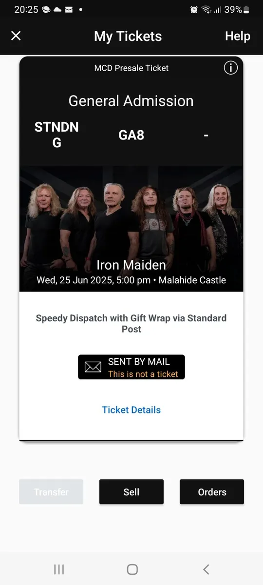Iron Maiden ticket for sale