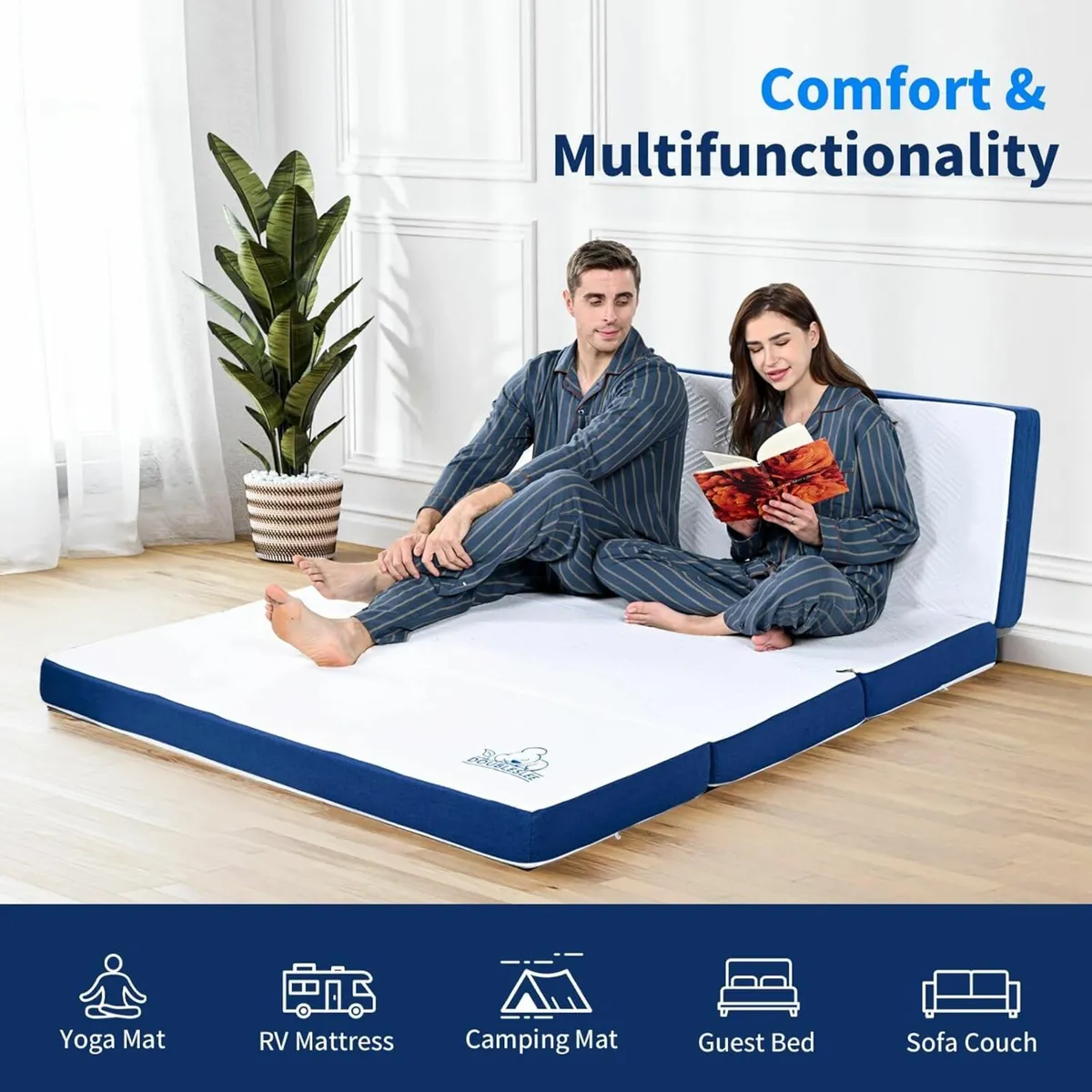 Foldable Double Mattress Memory Foam 135x190x15cm - Image 1