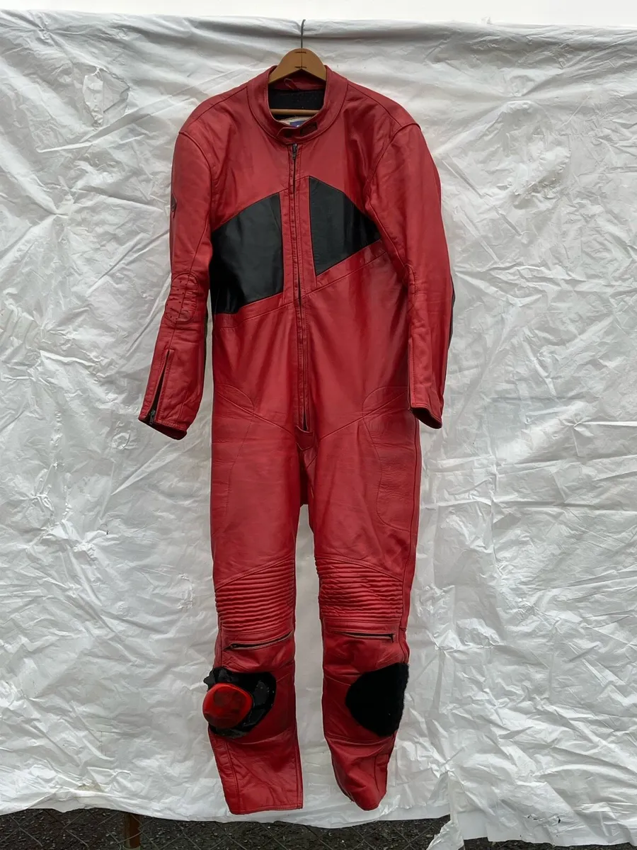 Frank Thomas Red One Piece Leather Motorcycle Suit - Image 1