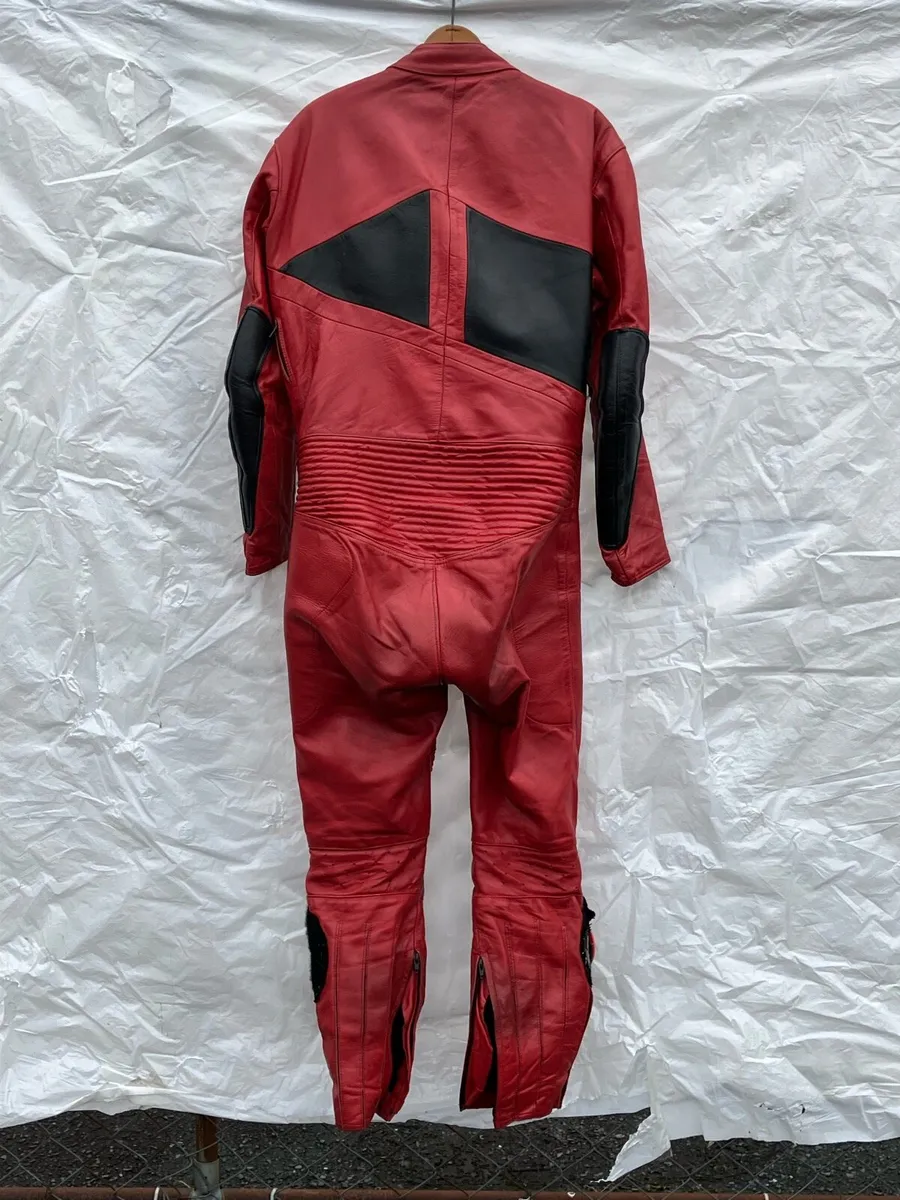 Frank Thomas Red One Piece Leather Motorcycle Suit - Image 3