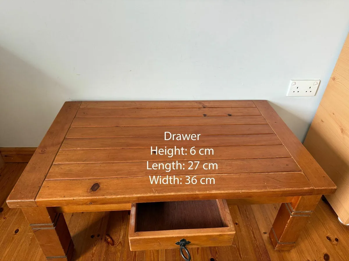 Solid Wood Coffee Table with Drawer - Image 2