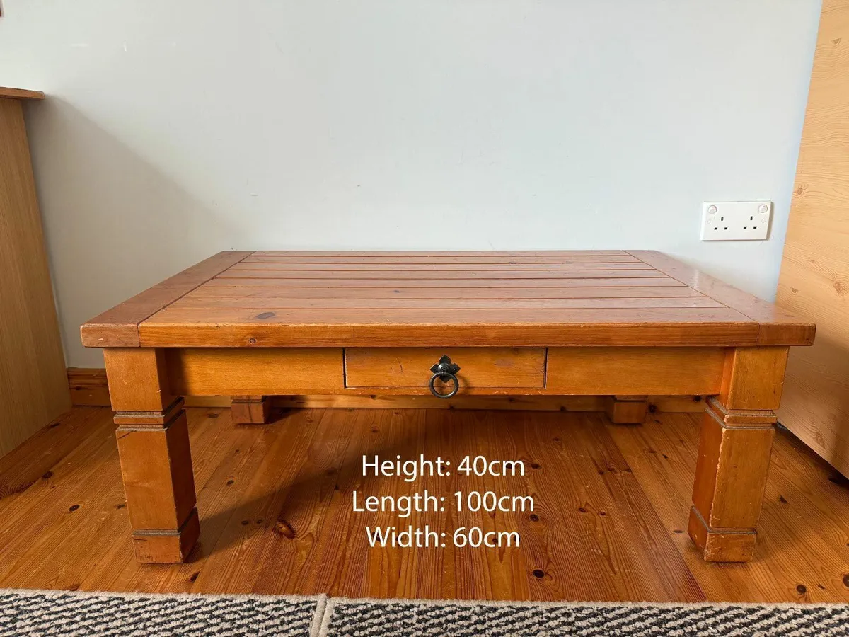 Solid Wood Coffee Table with Drawer - Image 1