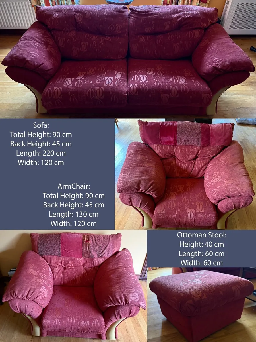 3 Seater Sofa, 2 Armchairs & Ottoman Set