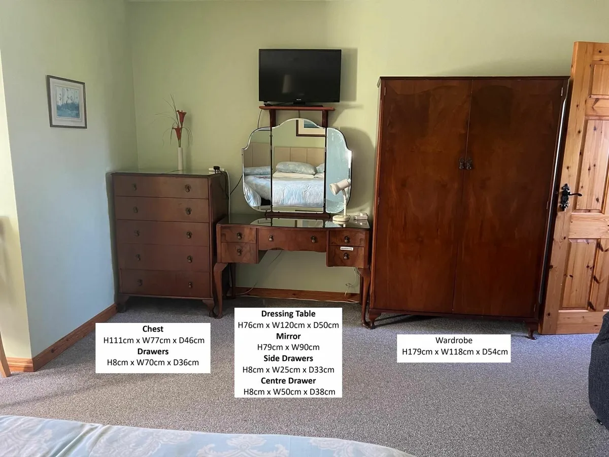 Vintage Style Wardrobe, Dresser & Drawers Set - Image 1