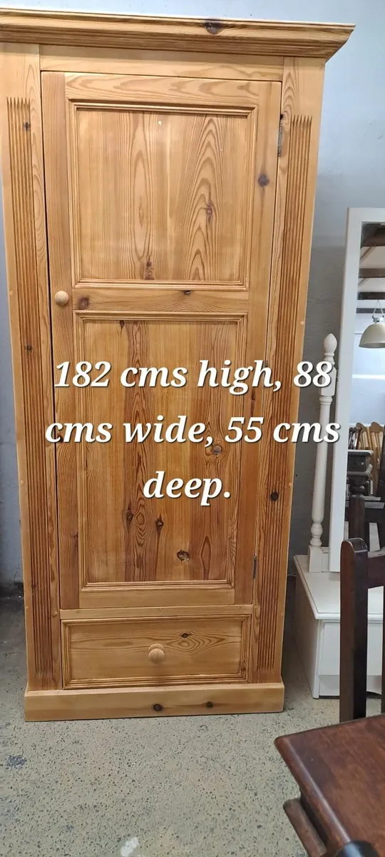 Vintage pine 1, door, 1 drawer wardrobe - Image 4