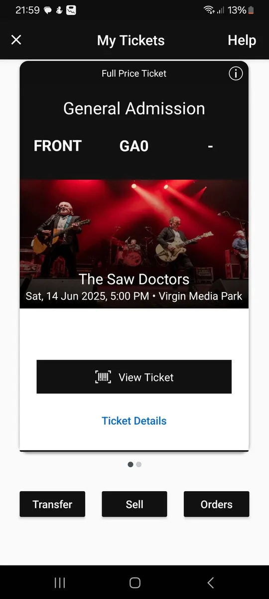 2 Saw Doctors Tickets