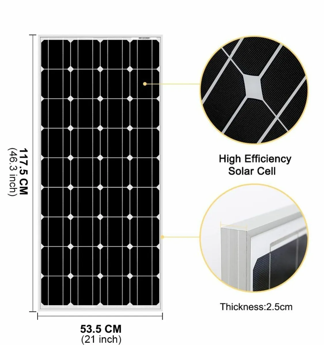 camper van or boat 100W 12V Solar Panel - Image 2