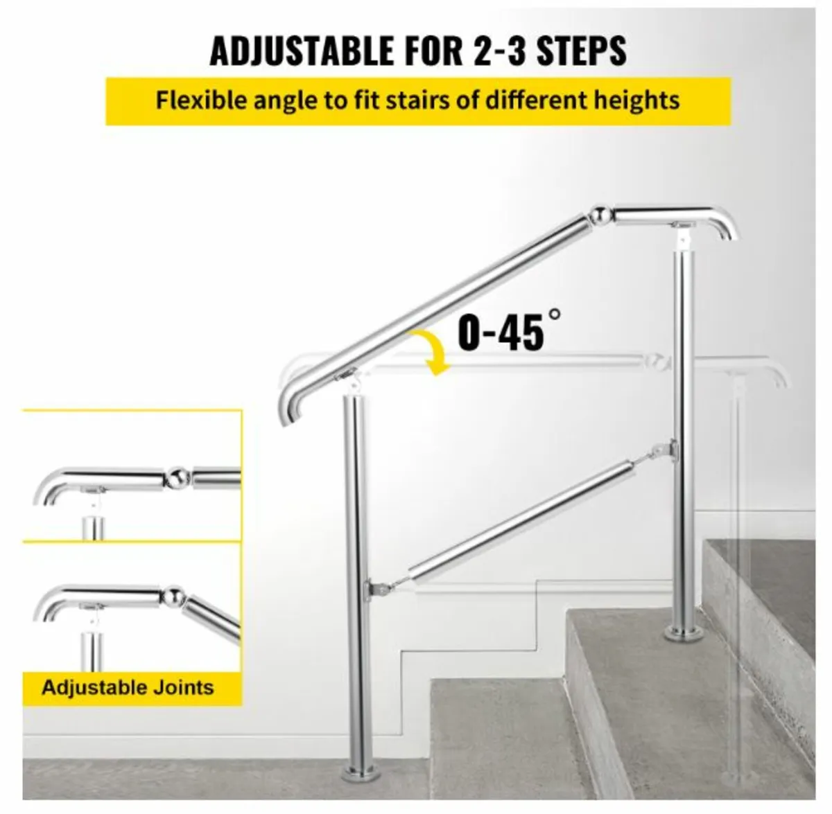 3 steps Rail Stainless Steel Transition Handrail - Image 3