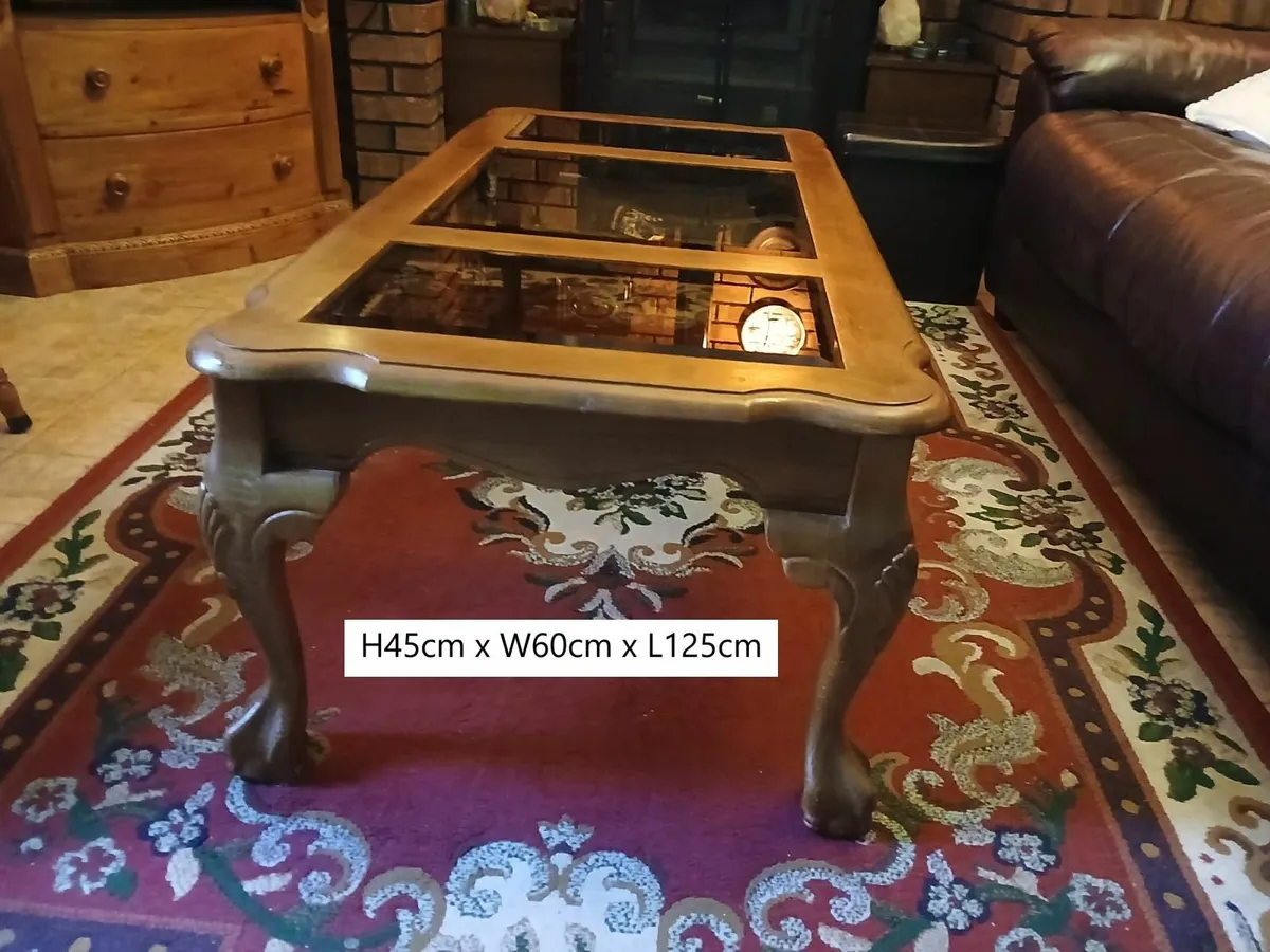 Ornate Glass-Top Coffee Table